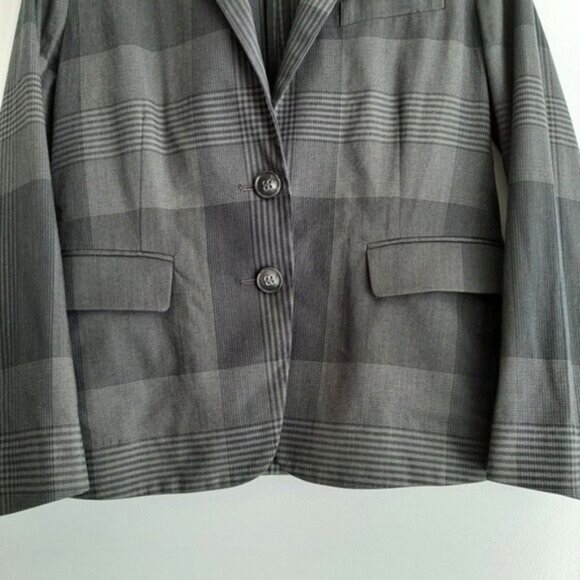 THEORY Zerena Wool & Cotton Blend Plaid Blazer Jacket Sz 8 - Picture 4 of 10